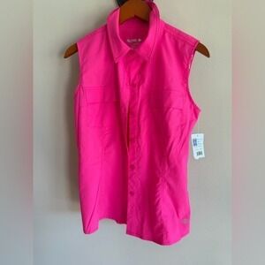Reel Legends Mariner Women Sleeveless Fishing Shirt Pink Glo UPF 50 Small NEW